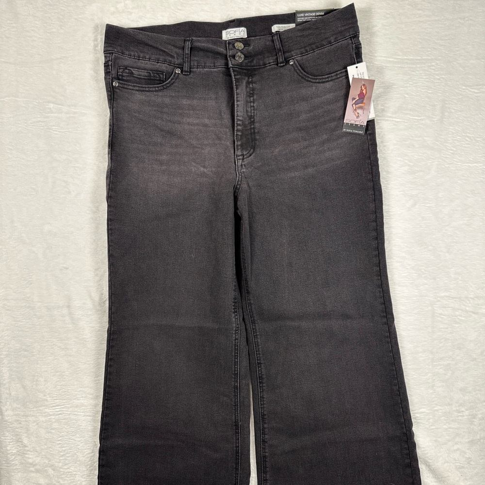 Sofia Jeans Womens Margot Wide Leg High Rise Jeans Gray Wash Size 16